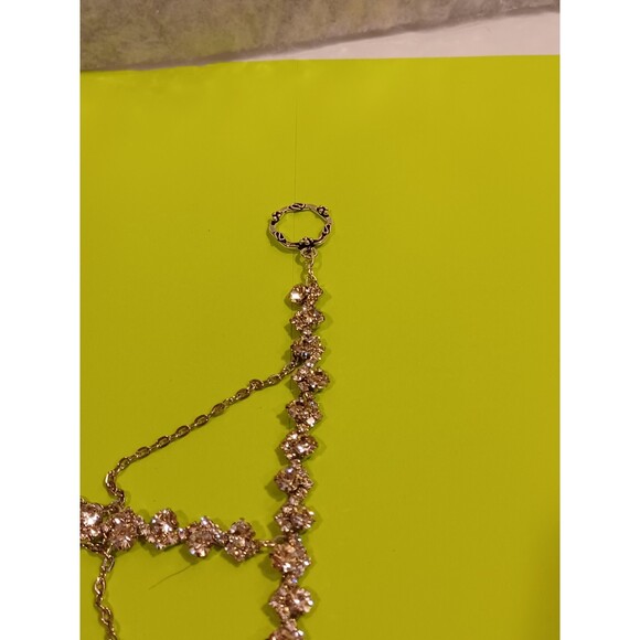 Beautiful  Handmade By Me Clear Fancy Rhinestone Slave bracelet or hand flower - Picture 8 of 8